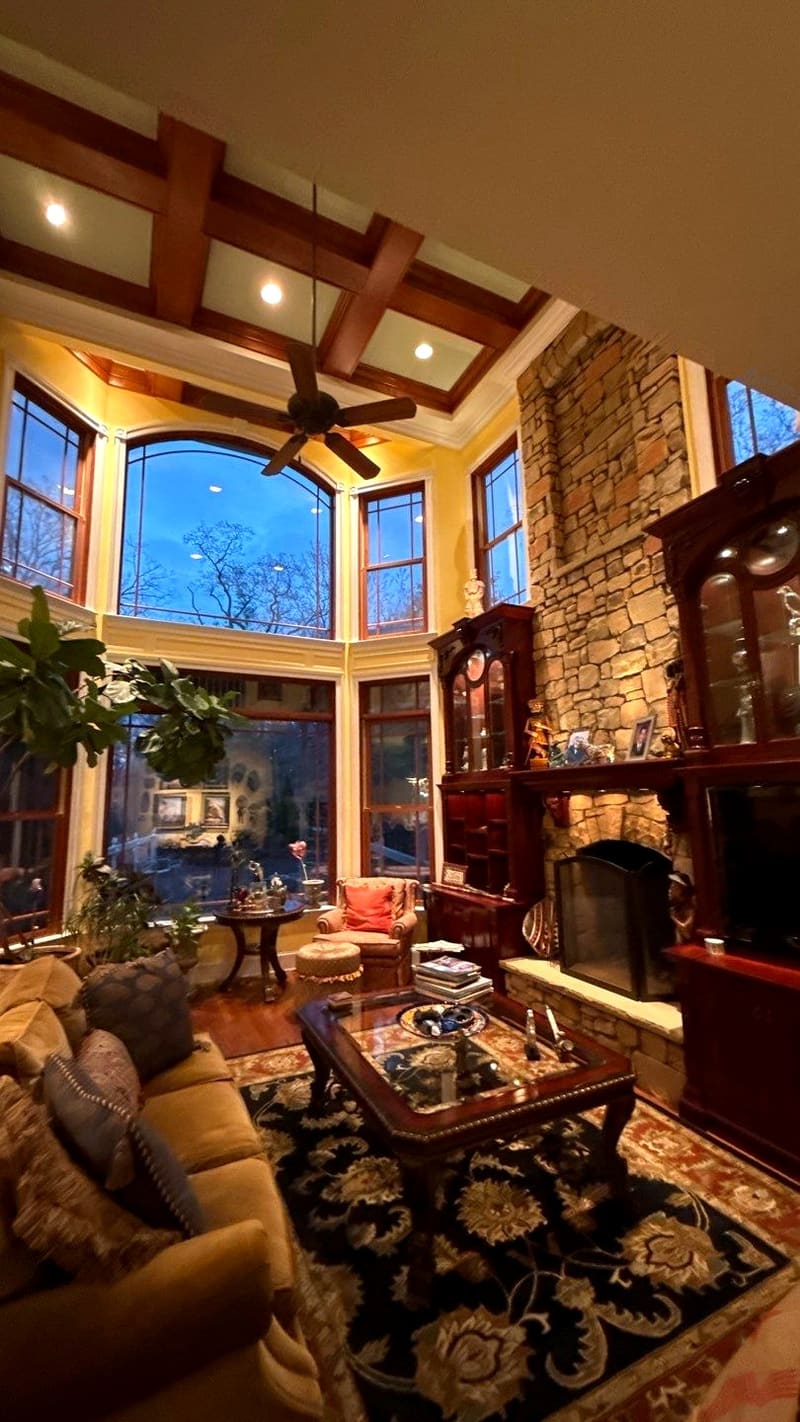 Repainted living area with bay windows