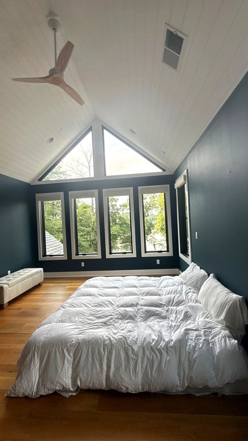Vaulted bedroom repainted by ARM Premium Painting