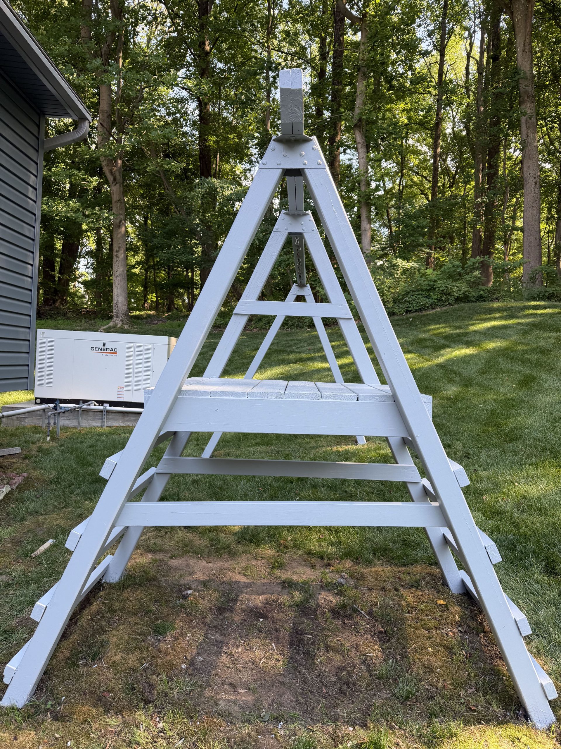 Freshly painted swing set A-frame in gray by ARM Premium Painting
