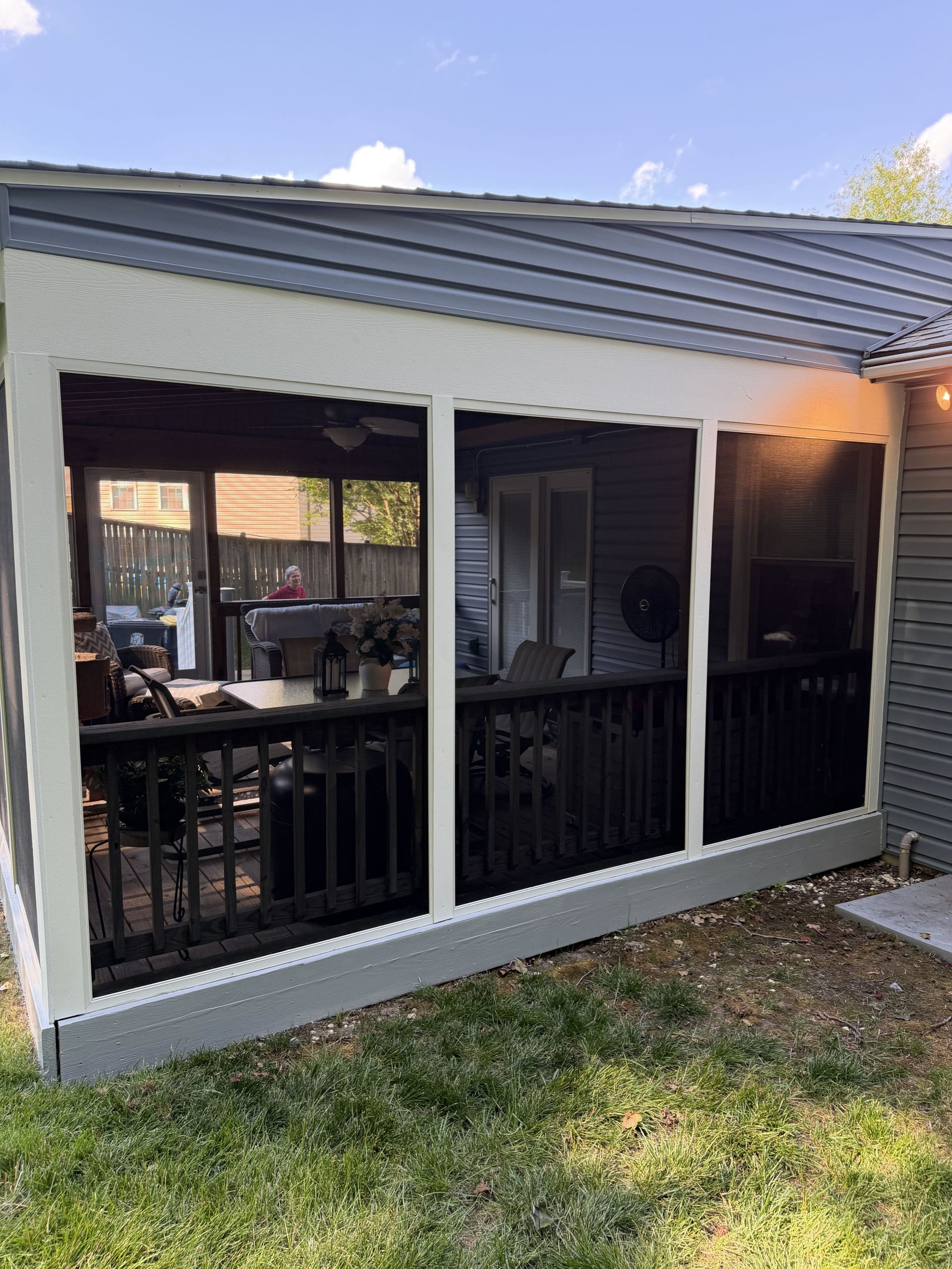 Screened porch after painting - side angle view