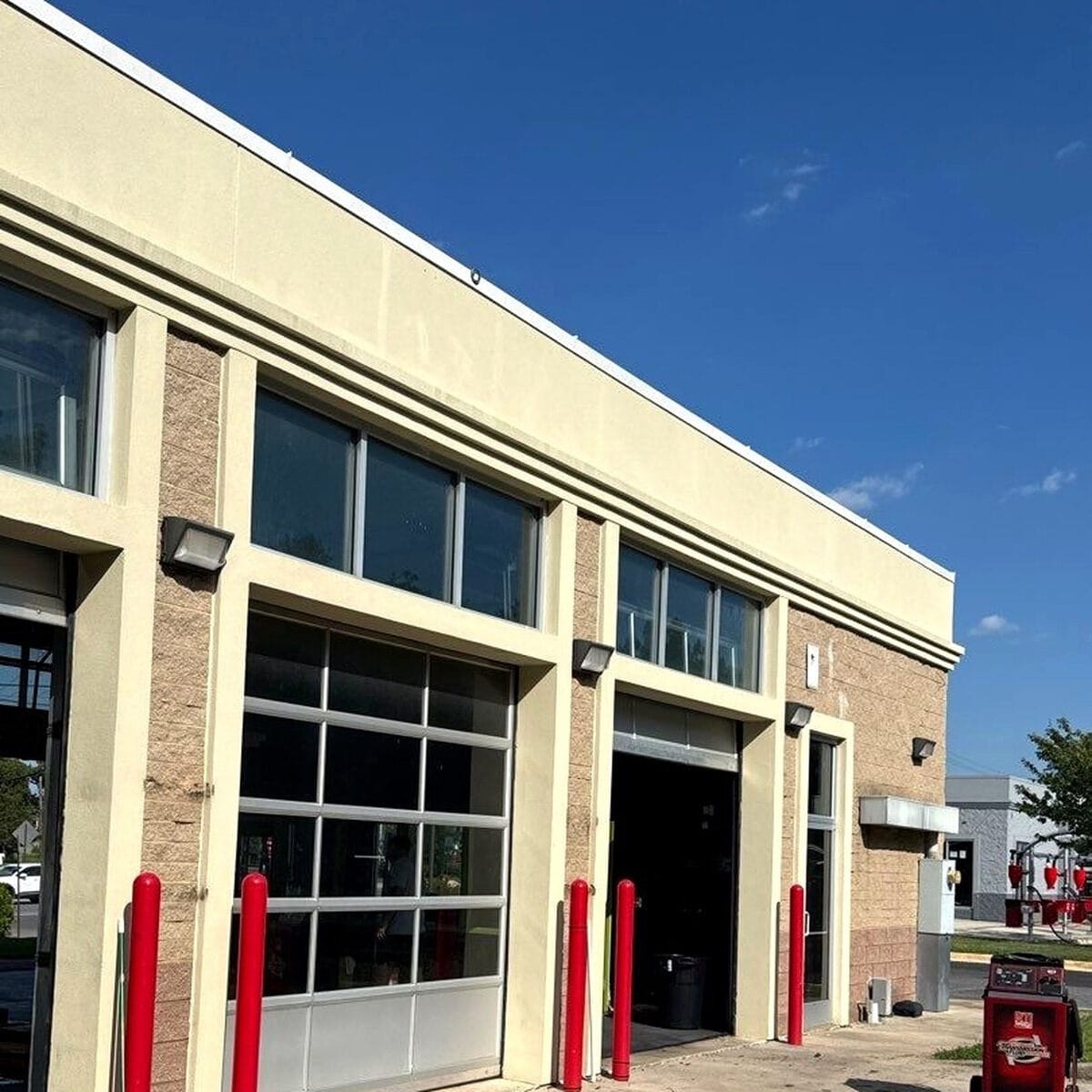 Repainted exterior of a commercial building