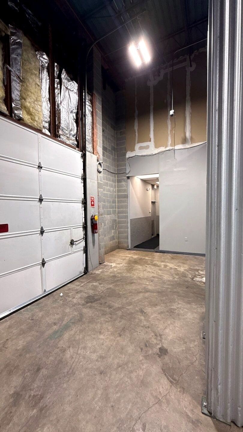 Repainted interior of a warehouse bay